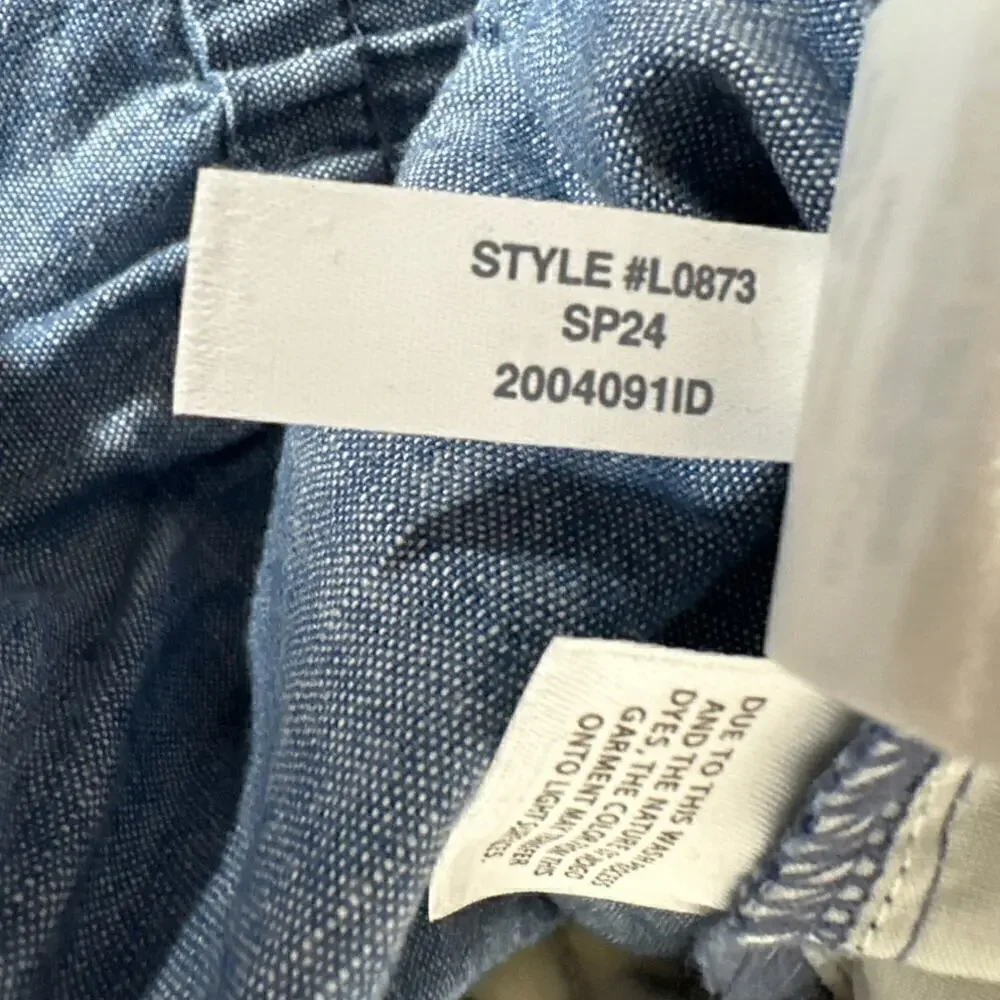 J. Crew Pants Chambray Drawstring Waist Tapered Cotton Med Echo Blue Wash NWT 18